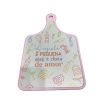 Tabua de Corte Carnes Frutas Com Cabo Rosa Cozinha Cheia de Amor 30cm x 19cm Tabua de Corte Carnes Frutas Com Cabo Rosa Cozinha Cheia de Amor 30cm x 19cm