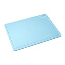 Tábua de Corte com Caneleta Reta para Peixes e Frutos do Mar Placa Lisa Profissional em Plástico Azul 37 cm Pronyl