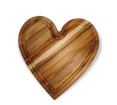 Tábua de corte cozinha em formato de coração madeira Teca - WR ROUTER