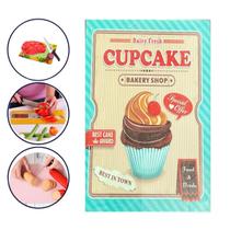 Tábua De Corte De Alimentos Decorada Em Vidro Temperado Resistente Com Estampa Cupcake Premium