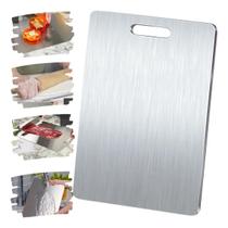 Tábua de Corte de Titânio para Cozinha, Churrasco, Legumes. Cor Inox Retangular