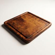 Tábua De Corte E Churrasco Madeira Maciça Artesanal Premium Modelo:Quadrada 34x34cm (Madeira Muiracatiara)