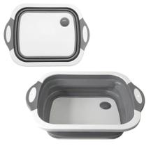 Tábua de Corte e Escorredor Retrátil 2 em 1 Silicone com Drenagem - Clink Tábua de Corte e Escorredor Retrátil 2 em 1 Silicone com Drenagem - Clink