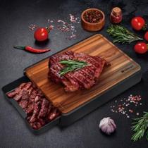 Tábua De Corte E Servir Madeira Com Suporte Gaveta Plástico Tábua De Corte E Servir Madeira Com Suporte Gaveta Plástico