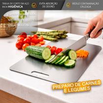 Tábua de Corte em Aço Inox Retangular Multiuso Tábua de Corte em Aço Inox Retangular Multiuso