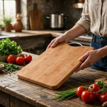 Tábua de Corte em Bambu 34x24cm para Cozinha - Utensílio Essencial Tábua de Corte em Bambu 34x24cm para Cozinha - Utensílio Essencial