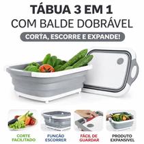 Tabua De Corte Escorredor De Silicone Retrátil Retangular Branco cinza