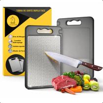 Tábua De Corte Higiênica Antibacteriana Corte Dupla Face Aço Inox Livre de BPA da XMatte Tábua De Corte Higiênica Antibacteriana Corte Dupla Face Aço Inox Livre de BPA da XMatte