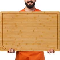 Tábua de Corte Kikcoin 76x51cm Grande de Bambu com Canaleta para Suco Tábua de Corte Kikcoin 76x51cm Grande de Bambu com Canaleta para Suco