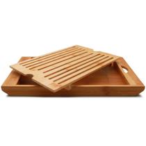 Tábua De Corte Migalheira Pães Bambu 38x23cm Tábua De Corte Migalheira Pães Bambu 38x23cm