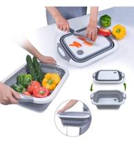 Tábua De Corte Multifuncional Bacia Cesta Retrátil 3 Em 1