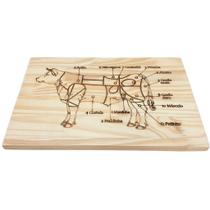Tábua de Corte para Carne e Churrasco - Madeira Pinus com Imagem dos Cortes do Boi Tábua de Corte para Carne e Churrasco - Madeira Pinus com Imagem dos Cortes do Boi