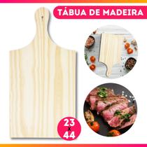 Tabua de Corte para Carne em Madeira de Pinus 23x44cm com Cabo Ideal para Cozinha ou Churrasco