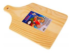 Tabua de Corte para Carne em Madeira de Pinus 40x25cm com Cabo Ideal para Cozinha ou Churrasco