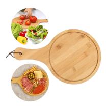 Tábua de Corte para Servir Frios Pizza Bambu Redonda MEK 32x20cm