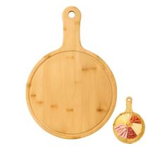 Tábua de Corte Redonda de Bambu p/ Servir Pizza Queijo Frios FRG5162