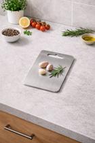 Tábua de Corte Retangular Média Inox Antibacteriana Resistente Fácil Limpeza Cozinha Carne Legumes Uso Diário Durável