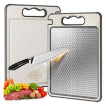 Tábua de Corte Saudável para Cortar Dupla Face Aço Inox Afiador e Moedor de Alho Tábua de Corte Saudável para Cortar Dupla Face Aço Inox Afiador e Moedor de Alho