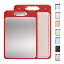 Tábua de corte Socisen, pacote com 2 unidades, aço inoxidável, dupla face