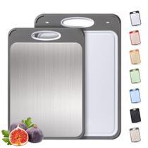 Tábua de corte Socisen, pacote com 2 unidades, aço inoxidável e PP de dupla face