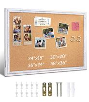 Tábua de cortiça DOLLAR BOSS branca 60x45cm com moldura de madeira rústica