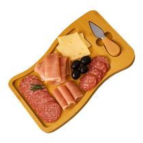 Tábua de Frios em Bambu com Faca Inox Queijo Petiscos Degustação Entrada Petisqueira Elegante 2 peças Tábua de Frios em Bambu com Faca Inox Queijo Petiscos Degustação Entrada Petisqueira Elegante 2 peças