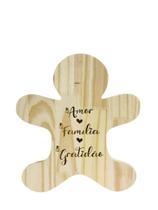 Tabua de frios pinus boneco biscoito pequeno Amor Família Gratidão Tabua de frios pinus boneco biscoito pequeno Amor Família Gratidão