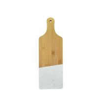 Tabua de Frios Queijos Corte Servir Bambu e Marmore 45cm