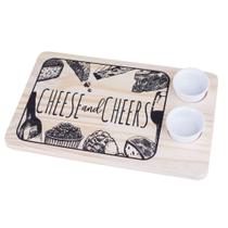 Tábua de Frios Retangular Madeira 20x33cm com 2 Potes Cazza 57PT