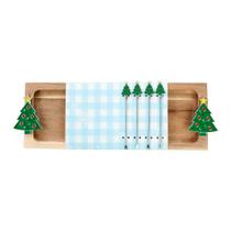 Tábua de Madeira c/4 garfos p/Frios Árvore Colorida 46x15cm Tábua de Madeira c/4 garfos p/Frios Árvore Colorida 46x15cm