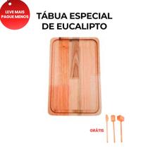 Tábua de Madeira de Eucalipto 50x30cm GRATIS COLHER, SOCADOR E BATE BIFE, Cozinha