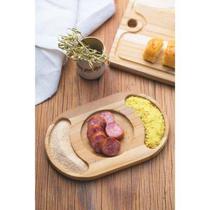 Tábua De Madeira Natural Teca Oval Para Petisco Tramontina