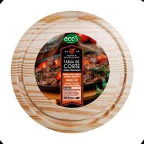 Tabua de madeira Redonda 24cm Para Cozinha Corte Churrasco - Ecoss