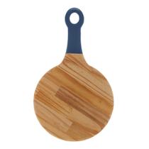Tábua de Madeira Redonda Pinus com Alça Laqueada Azul 15366 - Rojemac