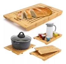 Tábua De Pão Migalheira Bandeja Bambu Corta Pão Papa Migalha