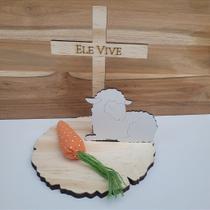 Tábua de Páscoa Ele Vive com Carneiro em Madeira - Decoração e Presente Tábua de Páscoa Ele Vive com Carneiro em Madeira - Decoração e Presente
