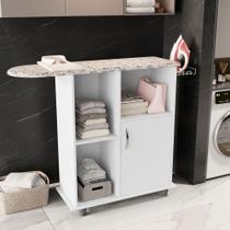 Tábua de Passar com descanso para ferro em alumínio, 1 porta e nichos - Branco Tábua de Passar com descanso para ferro em alumínio, 1 porta e nichos - Branco