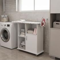 Tábua de Passar Miami para Roupas com Prateleira Mesa 1 Porta e Suporte para Ferro - Branco Tábua de Passar Miami para Roupas com Prateleira Mesa 1 Porta e Suporte para Ferro - Branco