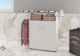 Tábua de Passar Roupa com Armário 2 Portas Prateleira Suporte Para Ferro Cabideiro BRANCA Tábua de Passar Roupa com Armário 2 Portas Prateleira Suporte Para Ferro Cabideiro BRANCA