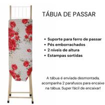 Tábua de Passar Roupa Dobrável de Madeira com suporte para o ferro - ESTAMPAS - UTILIT