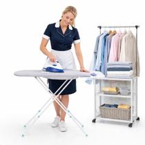 Tábua De Passar Roupa Extra Forte Premium Com Suporte Para Ferro Tecido Térmico Reforçada