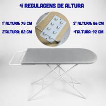 Tabua De Passar Roupa Extra Forte Premium Com Tecido Térmico Com Suporte para Ferro Portátil Reforçada Dobrável com 4 Regulagens de Altura Tabua De Passar Roupa Extra Forte Premium Com Tecido Térmico Com Suporte para Ferro Portátil Reforçada Dobrável com 4 Regulagens de Altura