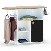 Tábua de Passar Roupa Multiuso Gabinete Mariana 01 Porta Branco Preto - Desk Design Tábua de Passar Roupa Multiuso Gabinete Mariana 01 Porta Branco Preto - Desk Design