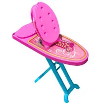 Tábua de Passar Roupas Com Ferro e Cabide Brinquedo Infantil Menina Rosa