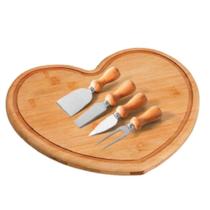 Tábua de Servir Coração Utensílios Bambu 5pçs Class Home