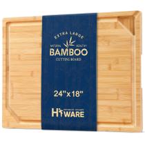 Tábua de servir de bambu HIWARE 24x18cm com alça e ranhura para suco Tábua de servir de bambu HIWARE 24x18cm com alça e ranhura para suco
