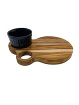 Tábua de servir hambúrguer alça argola com ramequim Tábua de servir hambúrguer alça argola com ramequim