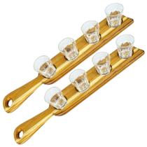 Tábua de shot tequila cachaça doses tábua de madeira e copos