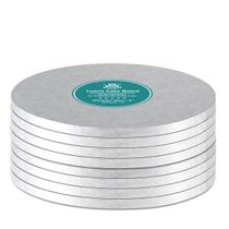 Tábua de tambor de bolo Losris Silver Round 20 cm e 1,3 cm de espessura (8 unidades)