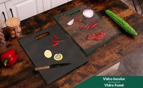 Tábua De Vidro Temperado Para Churrasco Carnes Legumes Frutas Verduras Incolor Com Alça